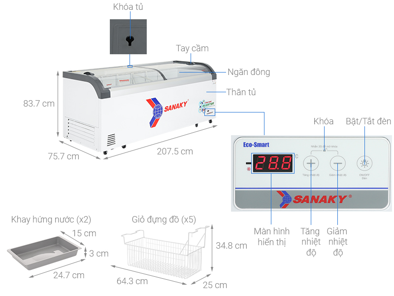 Tủ đông Sanaky Inverter 750 lít VH-1099K3A