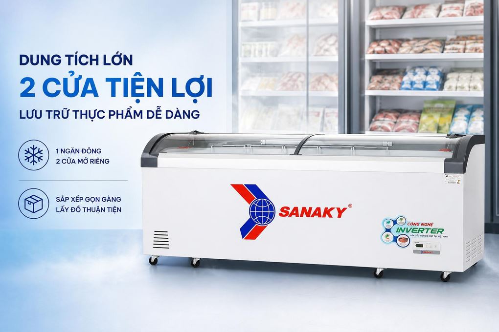Tủ đông Sanaky Inverter 750 lít VH-1099K3A Màu Trắng