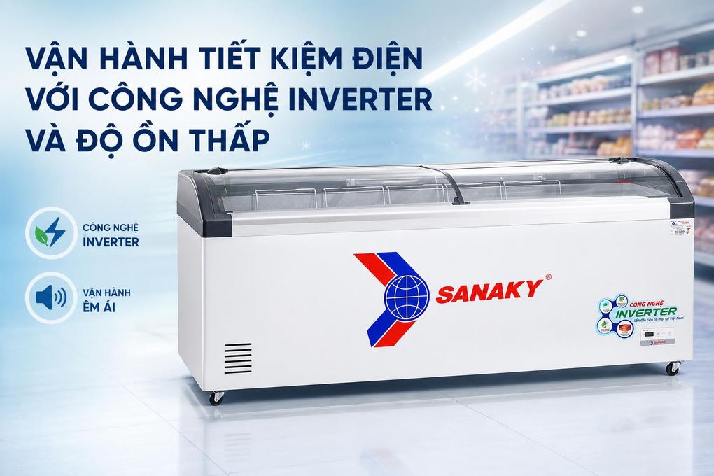 Tủ đông Sanaky Inverter 750 lít VH-1099K3A Màu Trắng