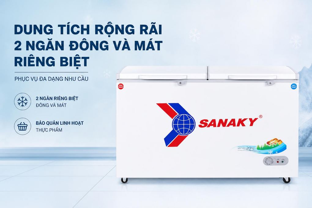 Tủ đông Sanaky 365 lít VH-5699W1 Màu Trắng