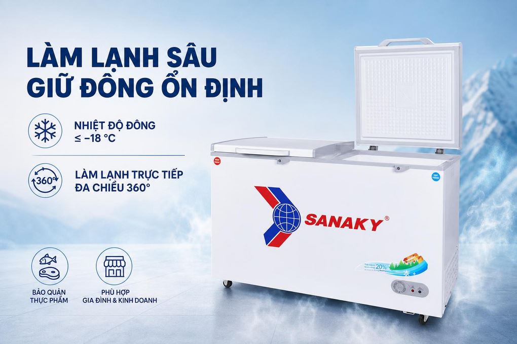 Tủ đông Sanaky 365 lít VH-5699W1 Màu Trắng