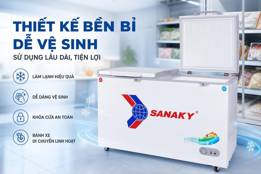 Tủ đông Sanaky 365 lít VH-5699W1 Màu Trắng
