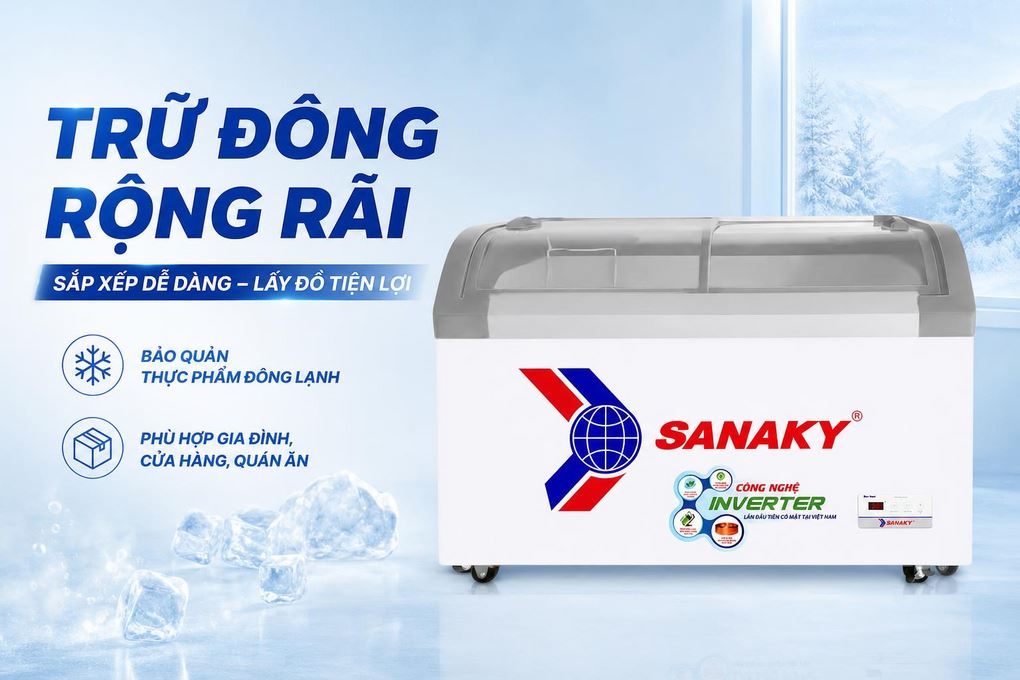 Tủ đông Sanaky Inverter 350 lít VH-4899K3B Màu Trắng
