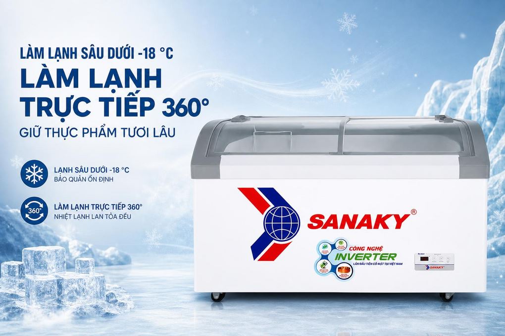 Tủ đông Sanaky Inverter 350 lít VH-4899K3B Màu Trắng