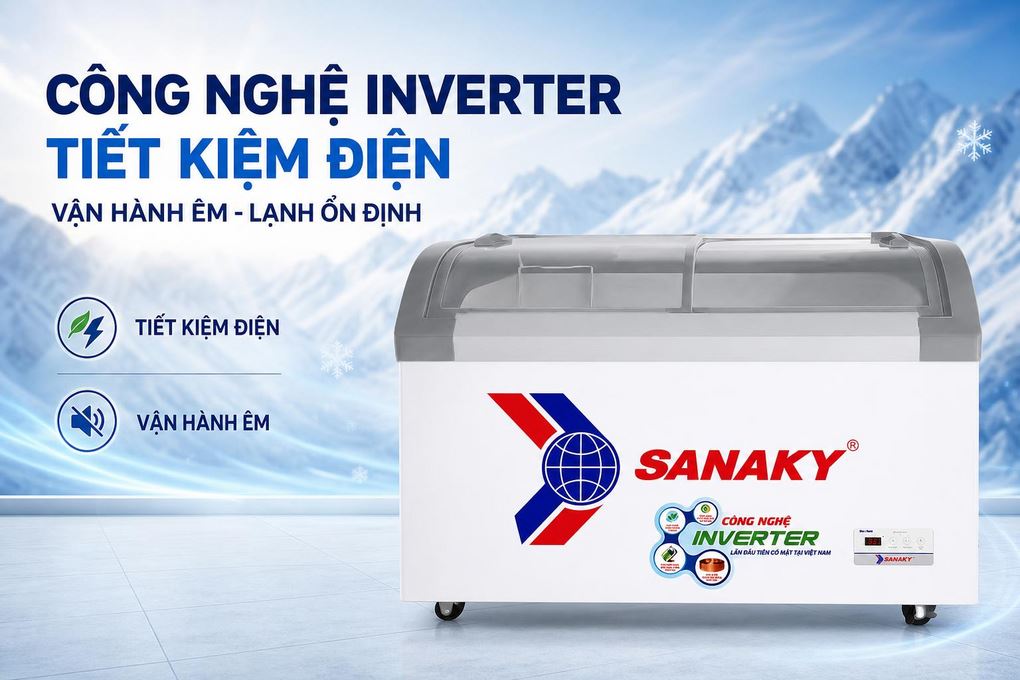 Tủ đông Sanaky Inverter 350 lít VH-4899K3B Màu Trắng