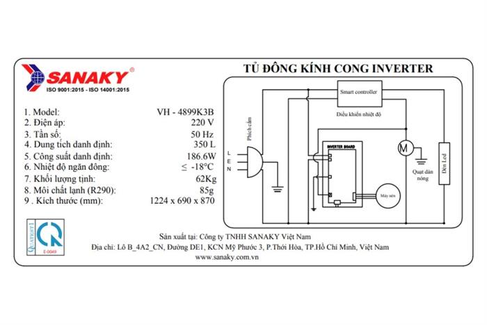 Tủ đông Sanaky Inverter 350 lít VH-4899K3B Màu Trắng