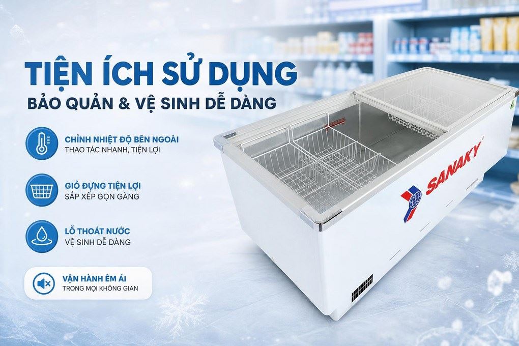 Tủ đông Sanaky 516 lít VH-999K Màu Trắng