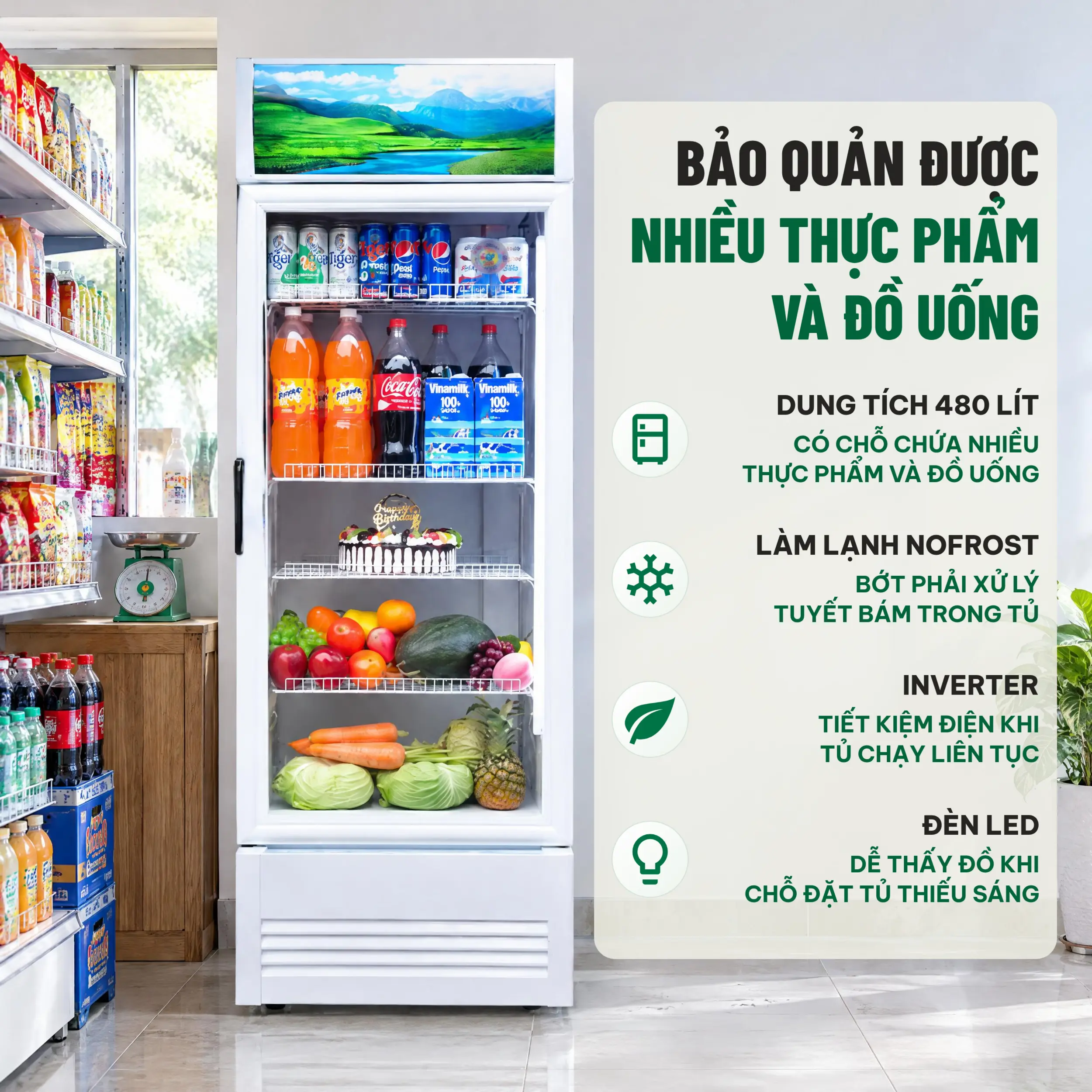 Tủ mát Sanaky Inverter 480 Lít VH-5089K3 Màu Trắng