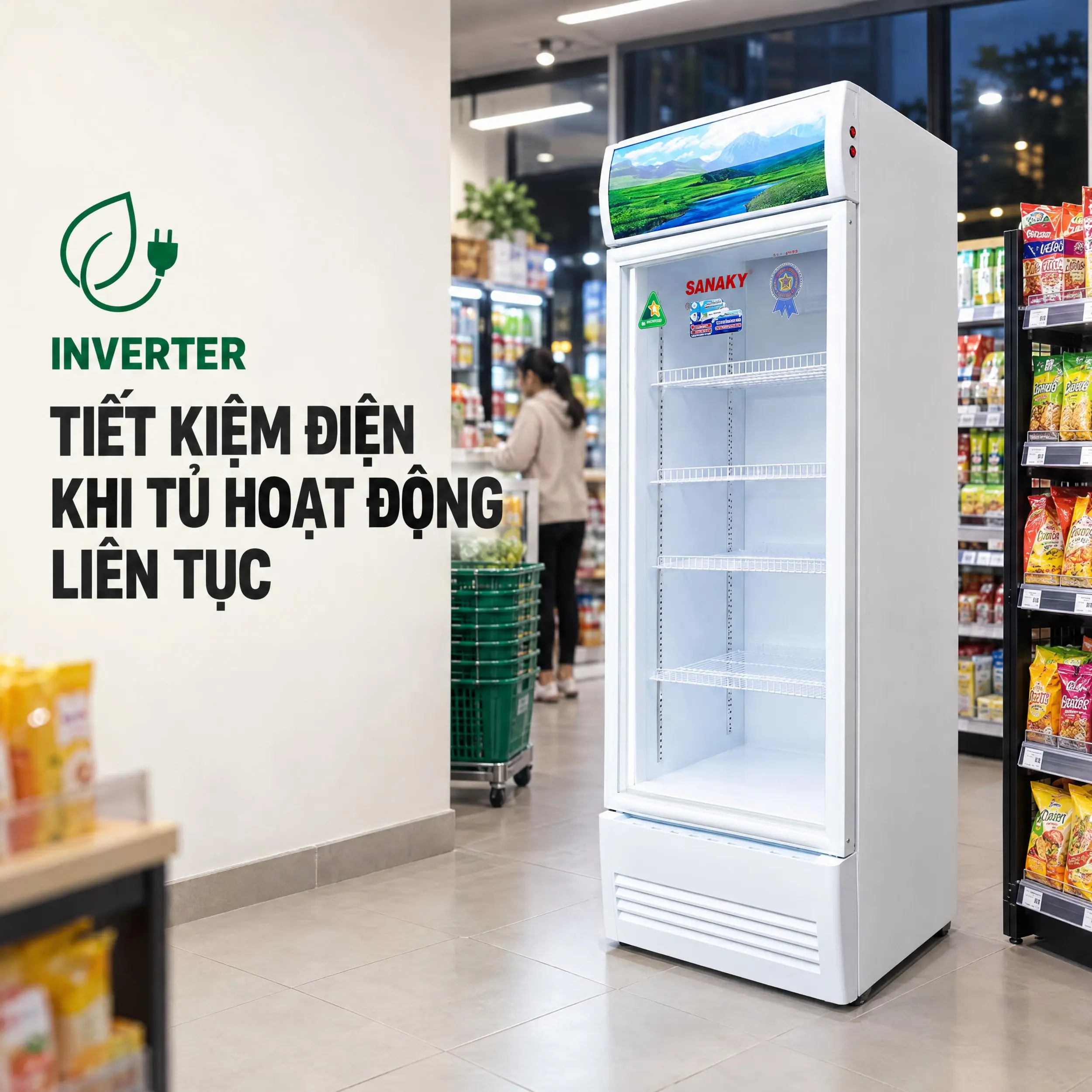 Tủ mát Sanaky Inverter 480 Lít VH-5089K3 Màu Trắng