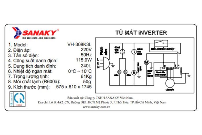 Tủ mát Sanaky Inverter 240 Lít VH-308K3L Màu Trắng