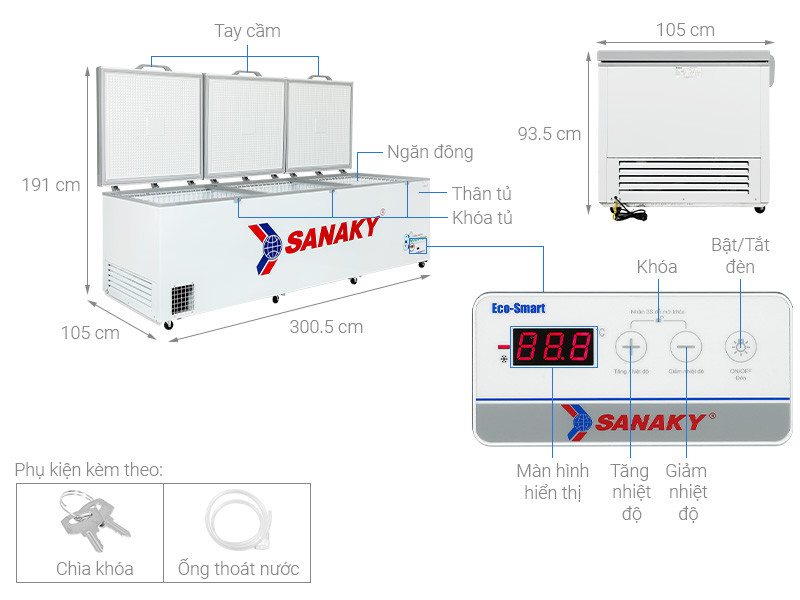 Tủ đông Sanaky Inverter 1500 lít VH-1799HY3