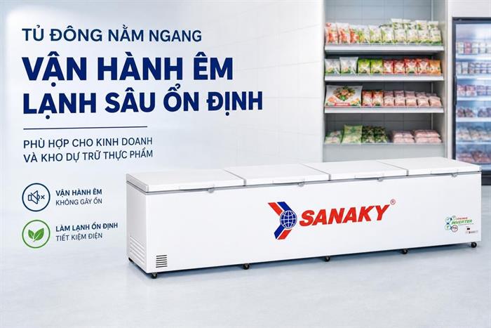 Tủ đông Sanaky Inverter 2000 lít VH-2399HY3 Màu Trắng