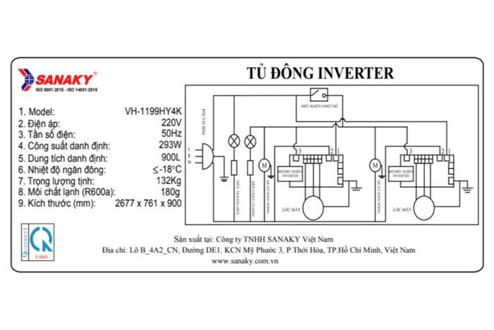 Tủ đông Sanaky Inverter 900 lít VH-1199HY4K Màu Trắng
