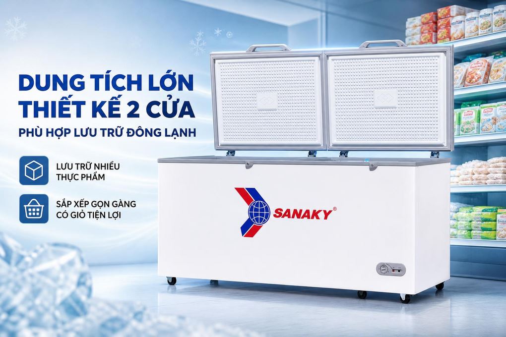 Tủ đông Sanaky 761 lít VH-8699HYK Màu Trắng