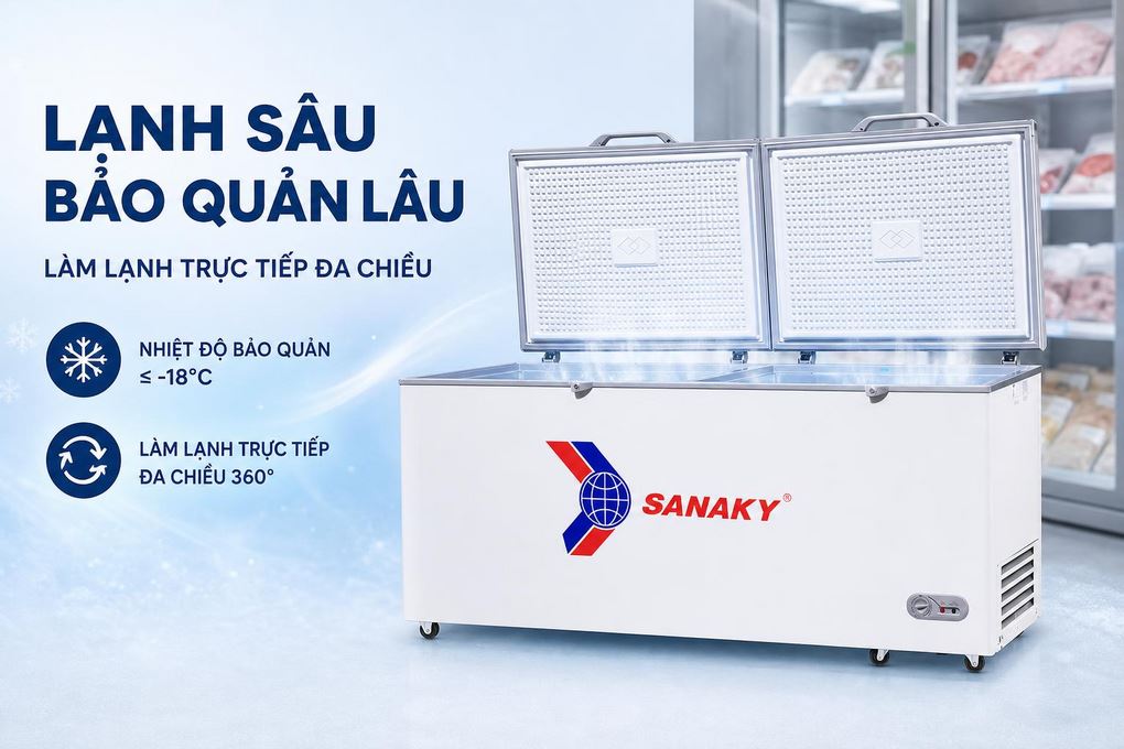 Tủ đông Sanaky 761 lít VH-8699HYK Màu Trắng