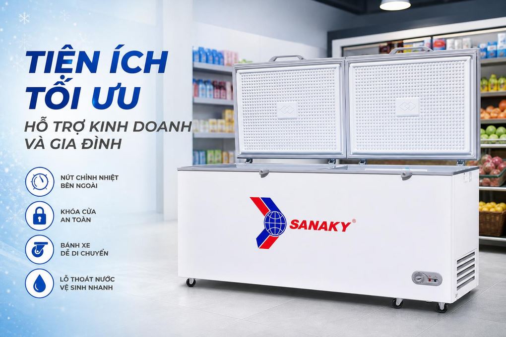 Tủ đông Sanaky 761 lít VH-8699HYK Màu Trắng