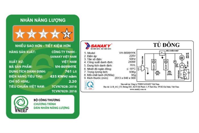 Tủ đông Sanaky 761 lít VH-8699HYK Màu Trắng