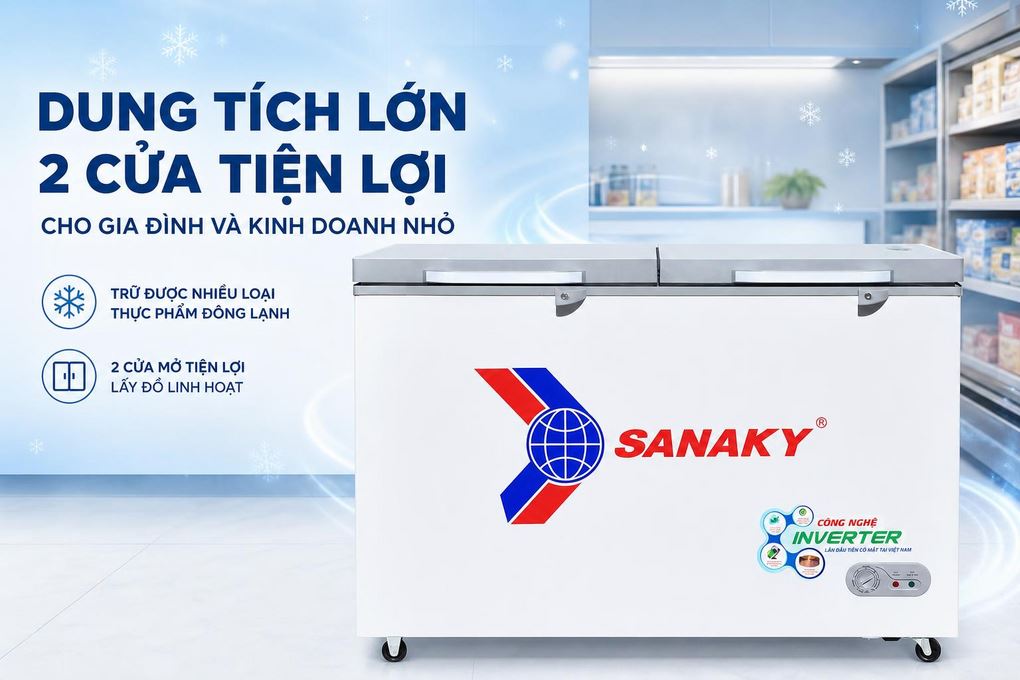 Tủ đông Sanaky Inverter 410 lít VH-5699HY4K Màu Trắng