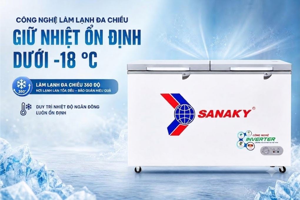Tủ đông Sanaky Inverter 410 lít VH-5699HY4K Màu Trắng