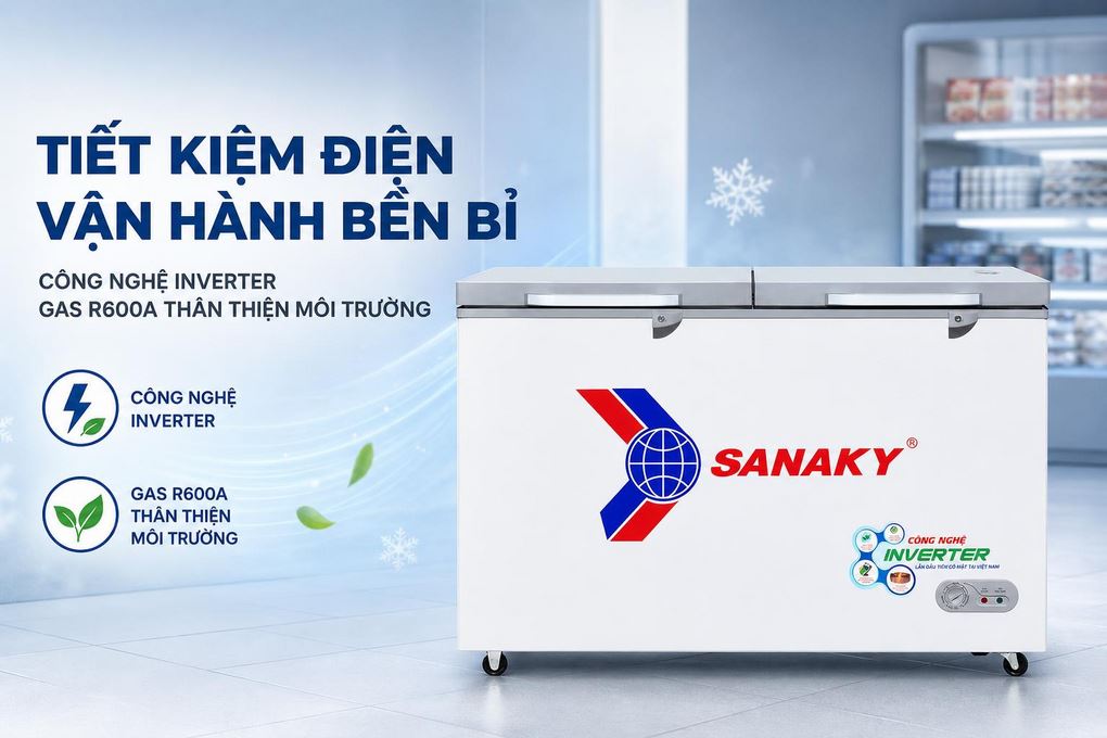 Tủ đông Sanaky Inverter 410 lít VH-5699HY4K Màu Trắng