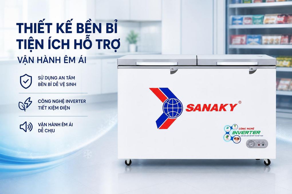 Tủ đông Sanaky Inverter 410 lít VH-5699HY4K Màu Trắng