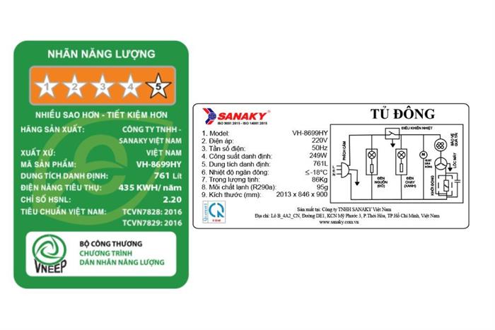Tủ đông Sanaky 761 lít VH-8699HY Màu Trắng