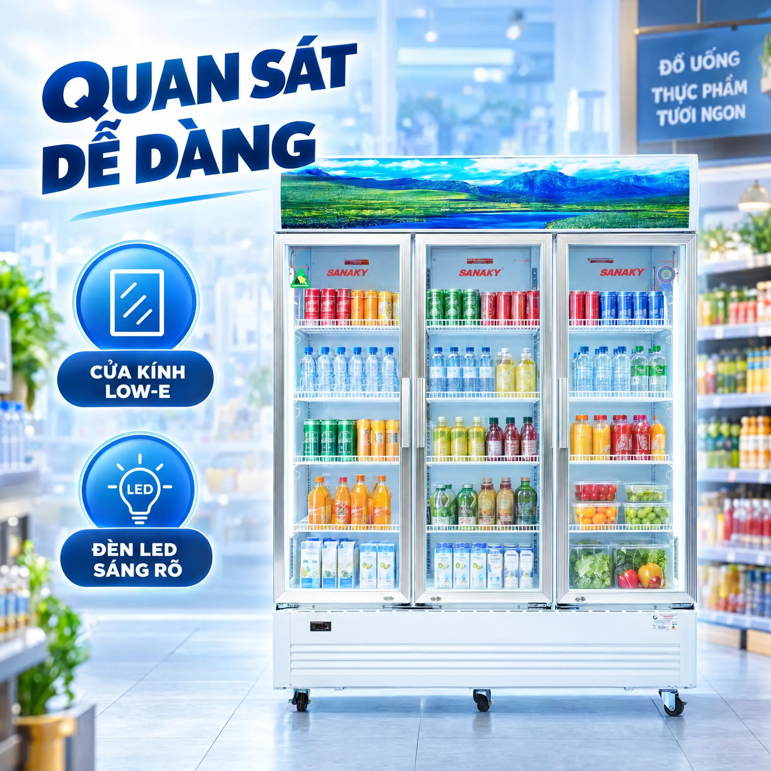Tủ mát Sanaky Inverter 1400 lít VH-1520HP3 Màu Trắng
