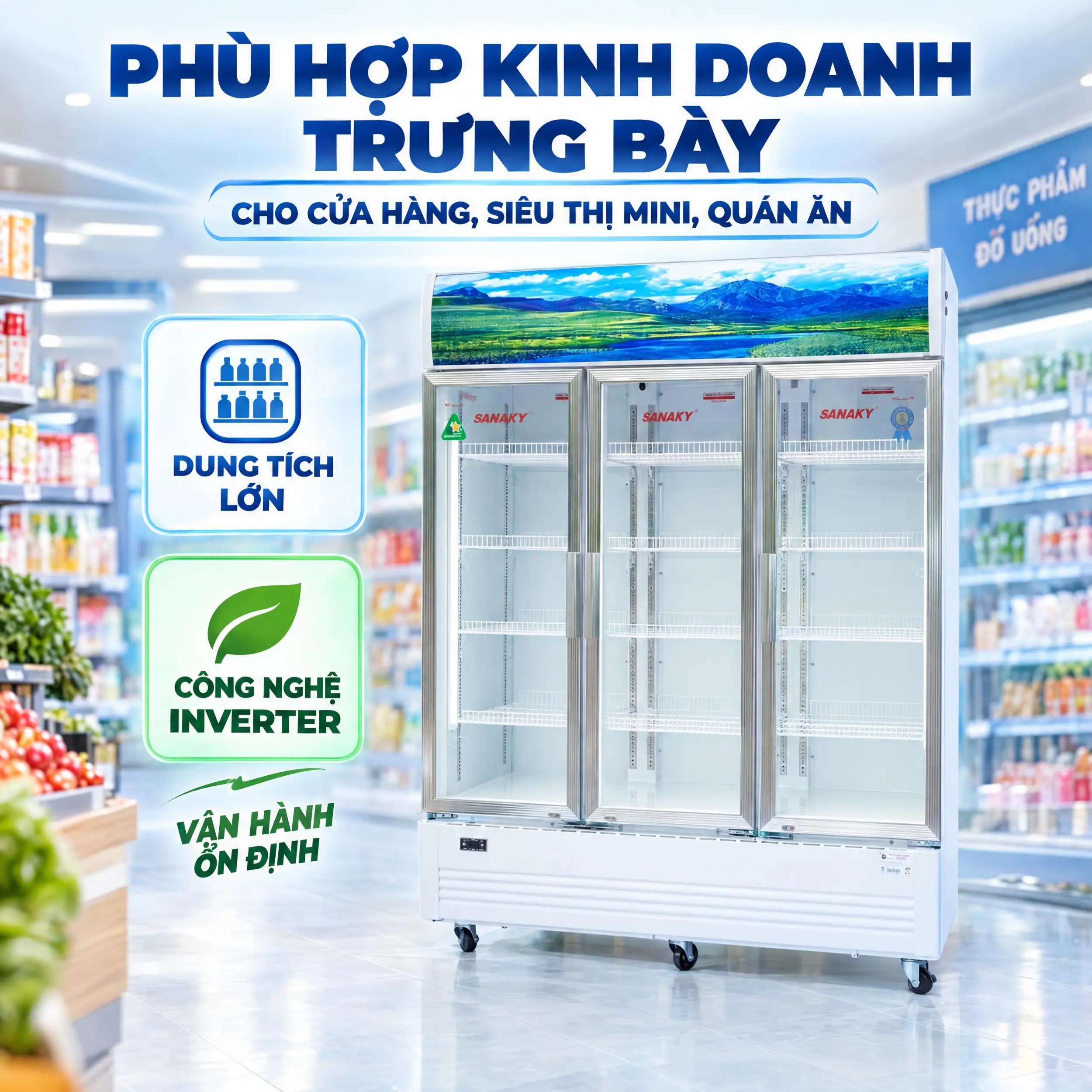 Tủ mát Sanaky Inverter 1400 lít VH-1520HP3 Màu Trắng