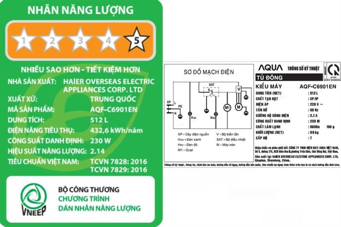 Tủ đông Aqua Inverter 512 lít AQF-C6901EN Màu Trắng