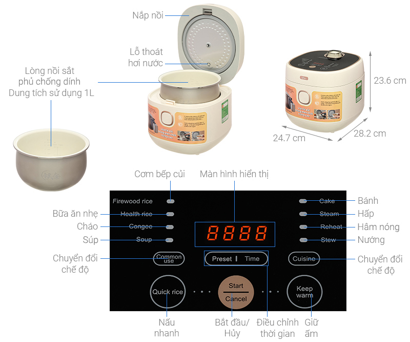 Nồi cơm điện tử Bear 1 lít DFB-C30D1