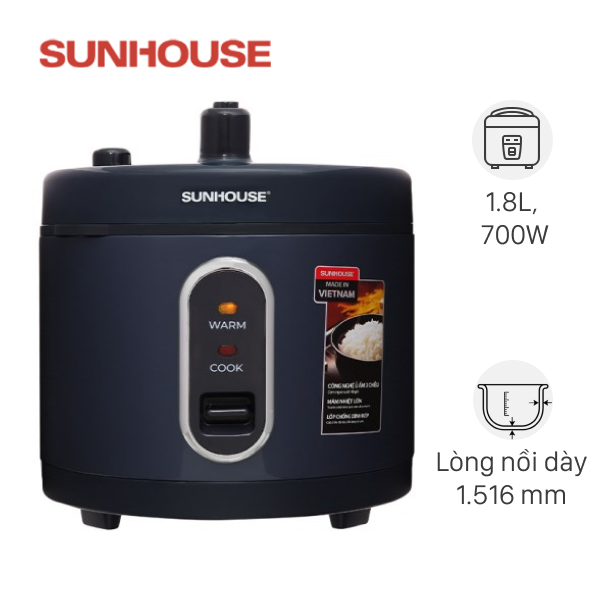 Nồi cơm nắp gài Sunhouse 1.8 lít SHD8632