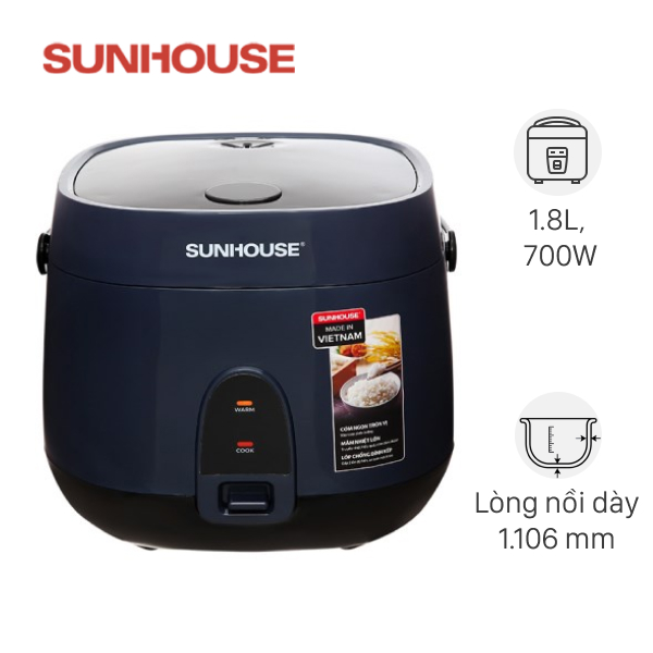 Nồi cơm nắp gài Sunhouse 1.8 lít SHD8611N