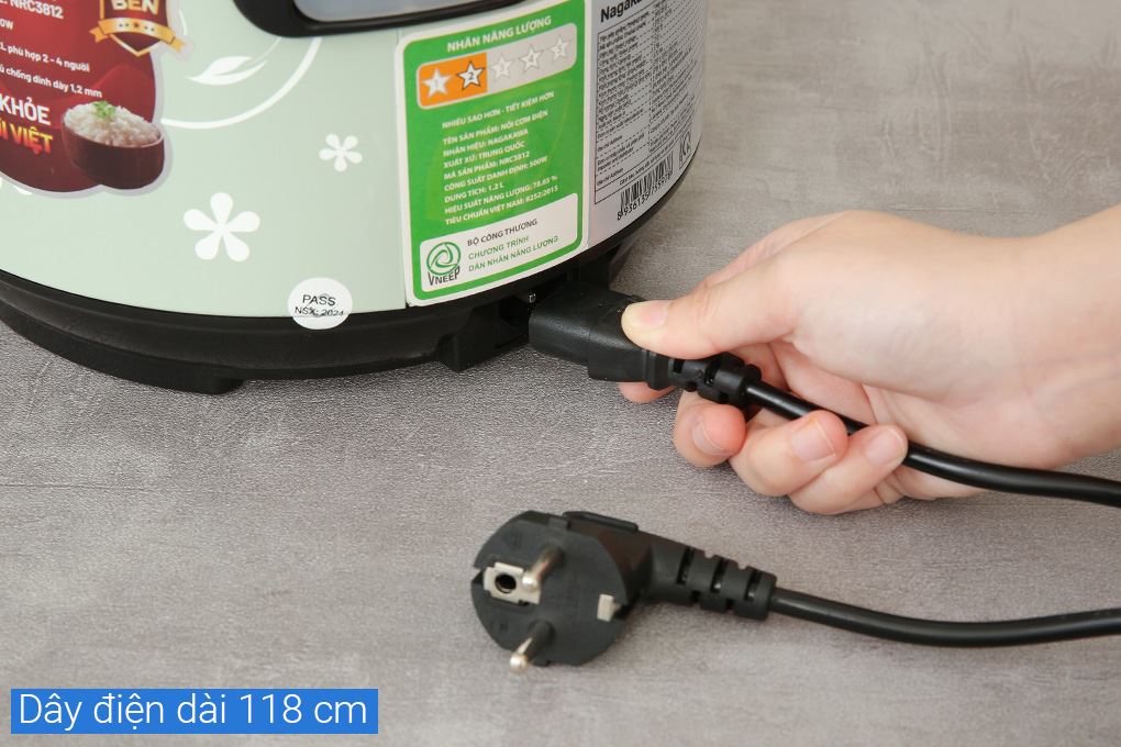 Nồi cơm nắp gài Nagakawa 1.2 lít NRC3812 Màu Xanh lá