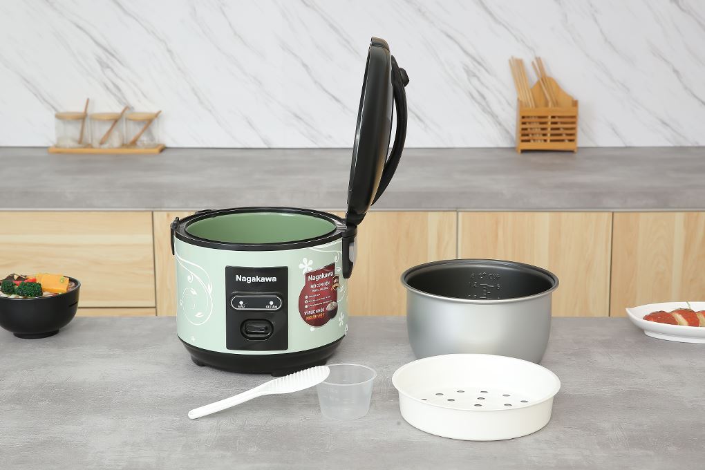 Nồi cơm nắp gài Nagakawa 1.2 lít NRC3812 Màu Xanh lá