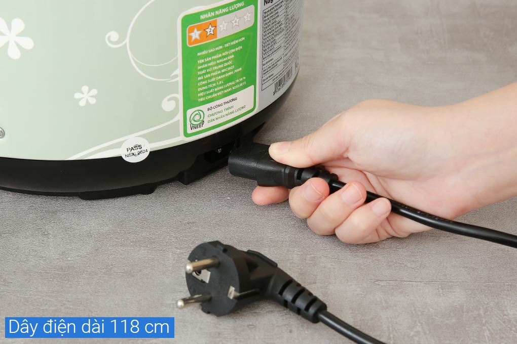 Nồi cơm nắp gài Nagakawa 1.8 lít NRC3823 Màu Xanh lá