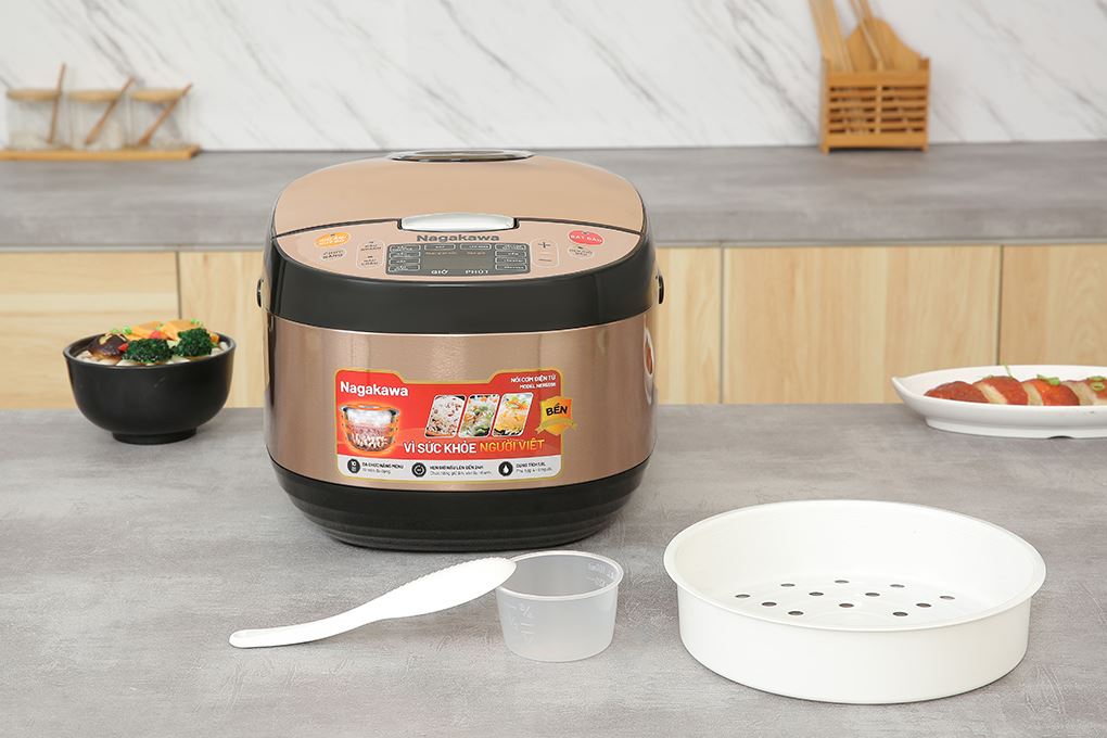 Nồi cơm điện tử Nagakawa 1.8 lít NER5556 Màu Vàng đồng