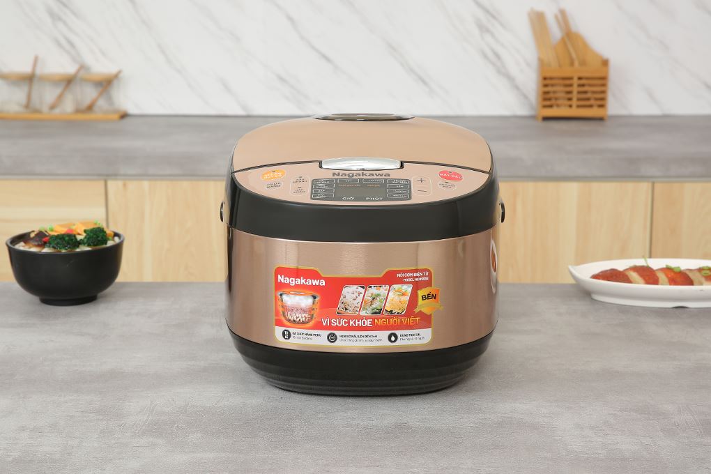 Nồi cơm điện tử Nagakawa 1.8 lít NER5556 Màu Vàng đồng