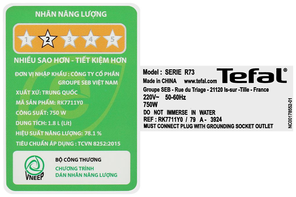 Nồi cơm điện tử Tefal 1.8 lít Delirice RK7711Y0 Màu Trắng