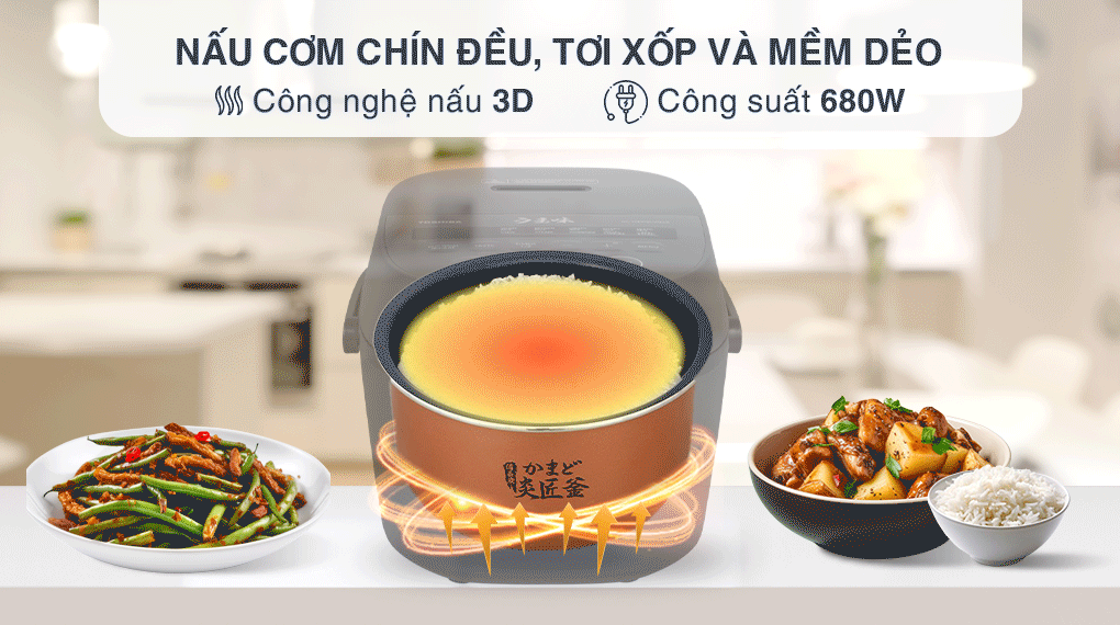Nồi cơm điện tử Toshiba 1 lít RC-10DR5UVN(H) - Công nghệ nấu