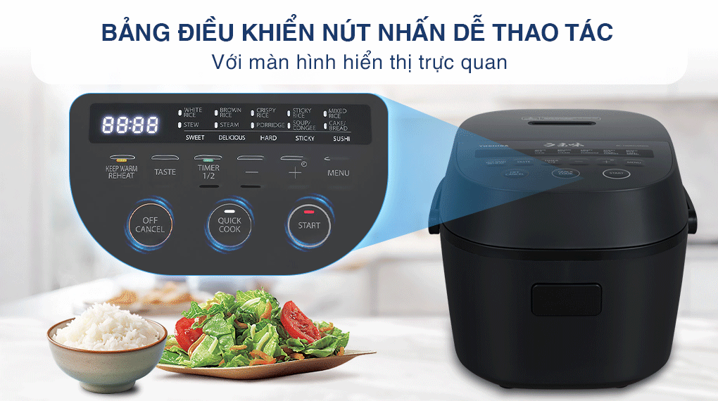 Nồi cơm điện tử Toshiba 1 lít RC-10DR5UVN(H) - Bảng điều khiển