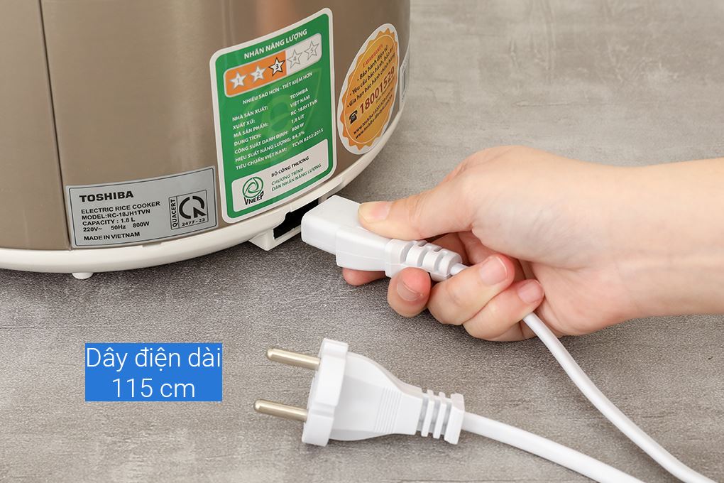 Nồi cơm nắp gài Toshiba 1.8 lít RC-18JH1TVN(N) Màu Trắng - Vàng