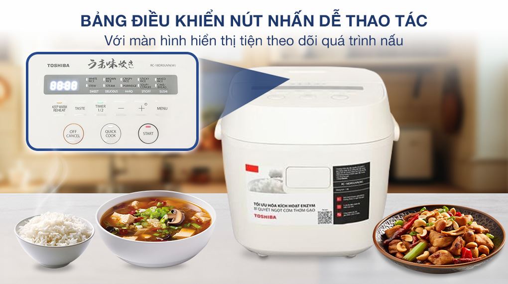 Nồi cơm điện tử Toshiba 1.8 lít RC-18DR5UVN(W) - Bảng điều khiển