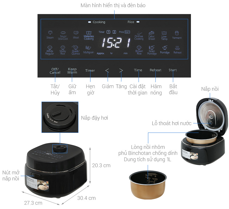 Nồi cơm điện tử Panasonic 1 lít SR-DM104KRA