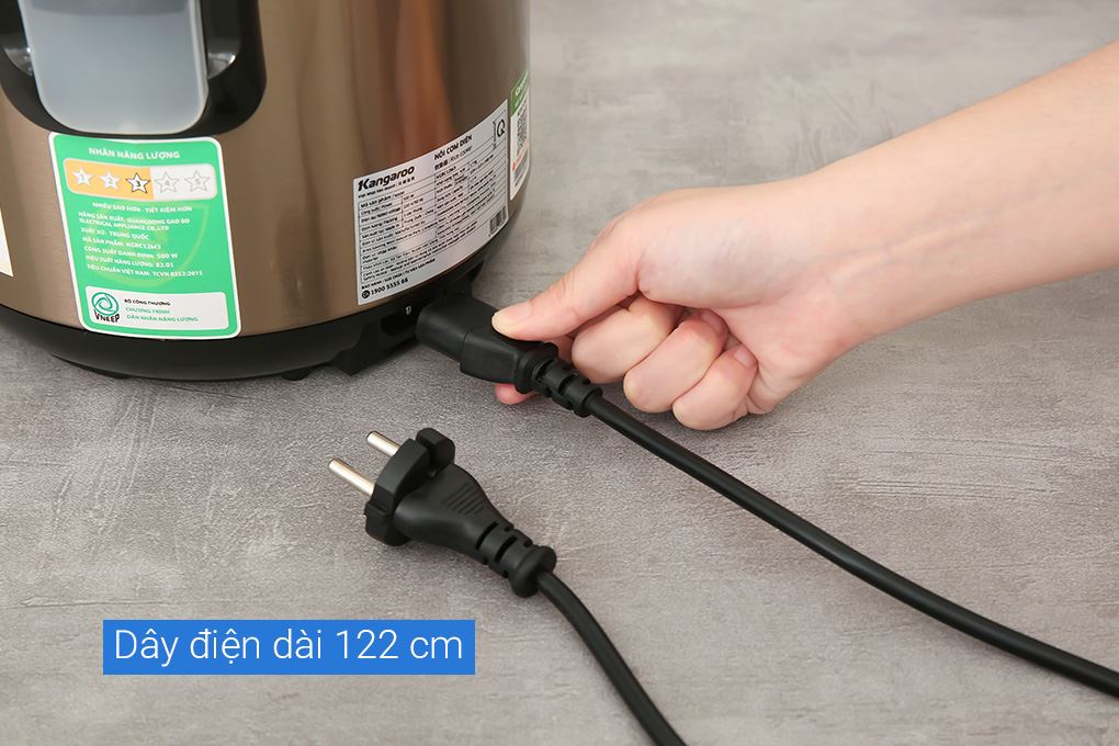 Nồi cơm nắp gài Kangaroo 1.2 lít KGRC12M3 Màu Đen - Vàng đồng