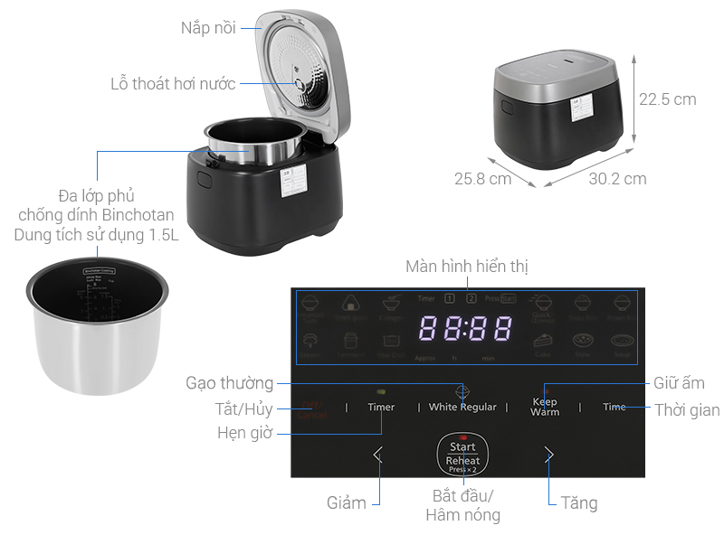 Nồi cơm cao tần Panasonic 1.5 lít SR-HN151KRA