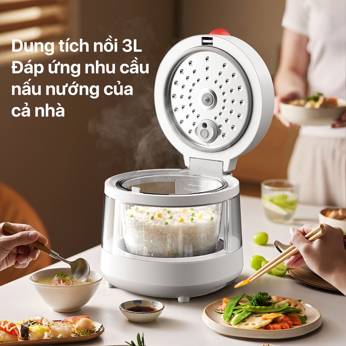 Nồi cơm điện tử Deerma 3 lít DEM-FB15W Màu Trắng
