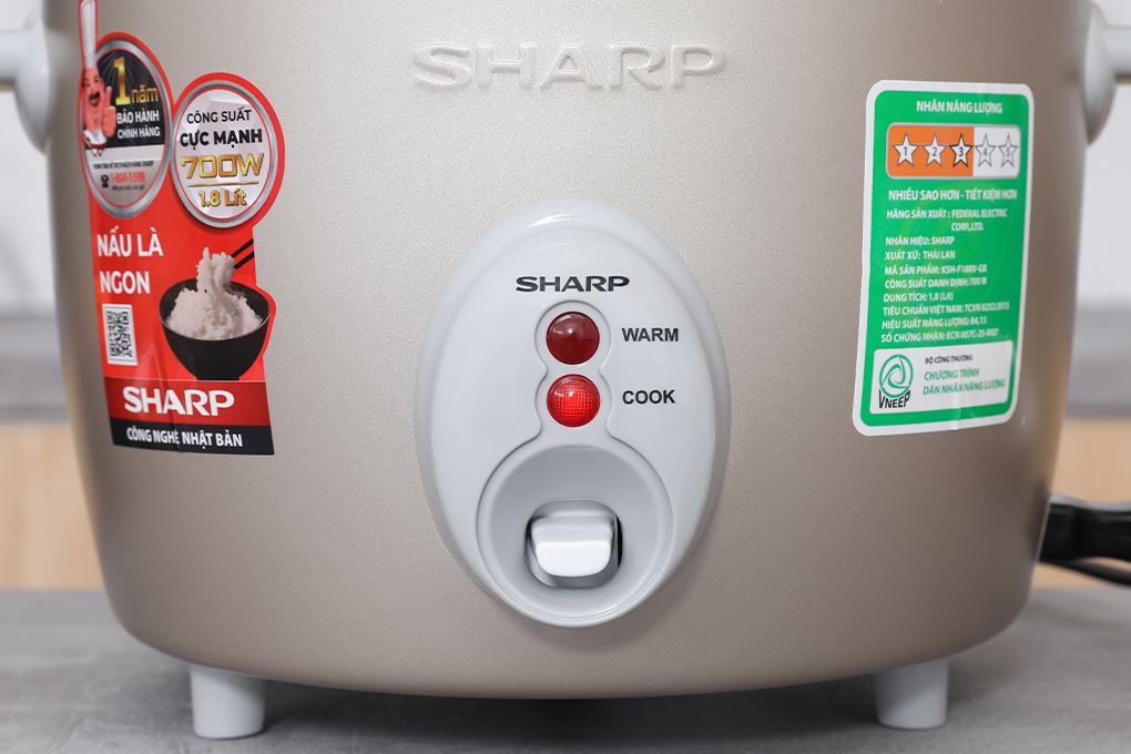Nồi cơm nắp rời Sharp 1.8 lít KSH-F188V-GB Màu Vàng đồng