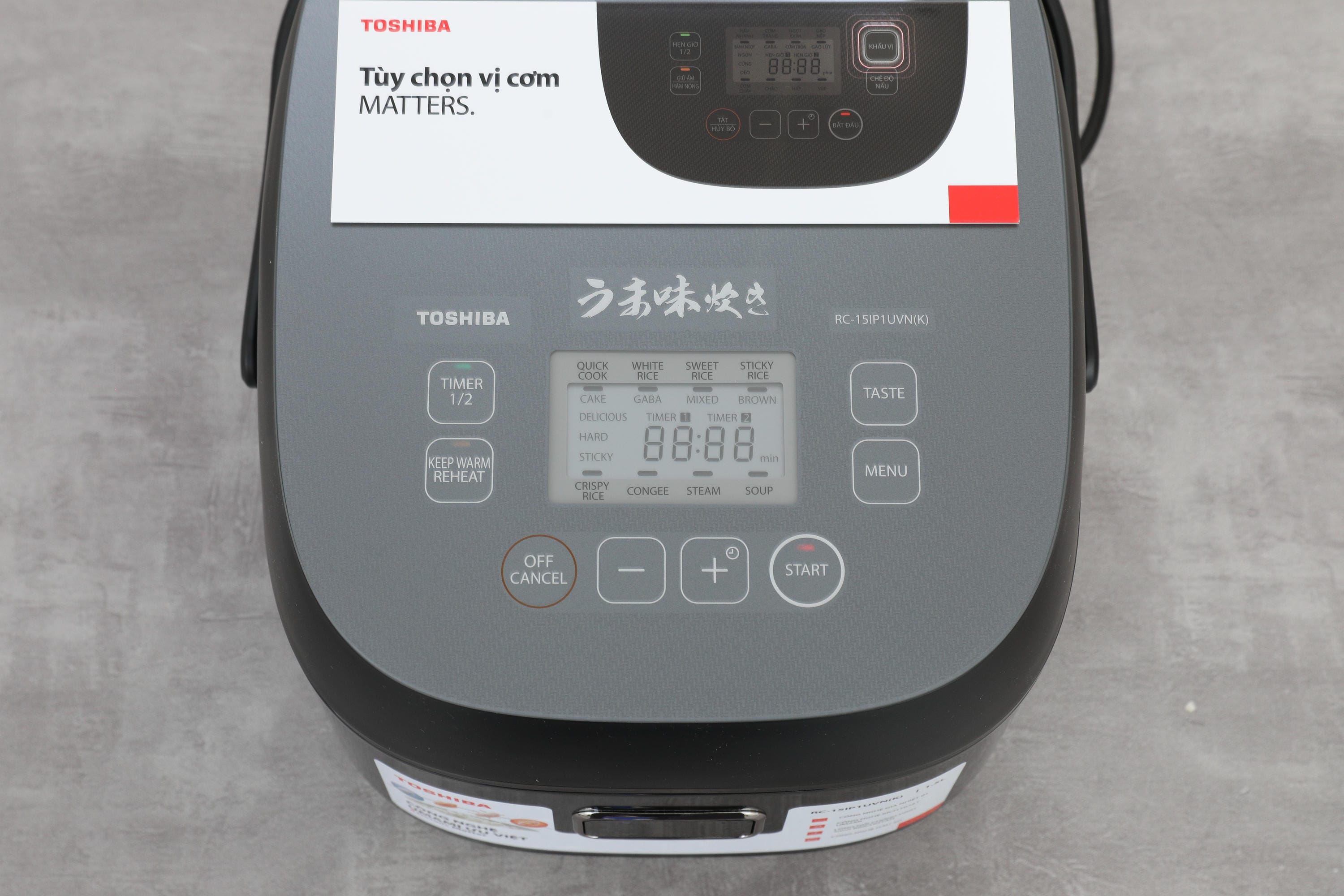 Nồi cơm cao tần Toshiba 1.5 lít RC-15IP1UVN(K) Màu Đen