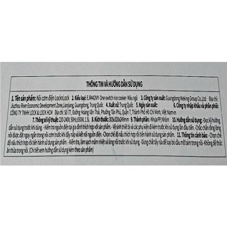 Nồi cơm nắp gài Lock&Lock 1.5 lít EJR442IVY Màu Trắng