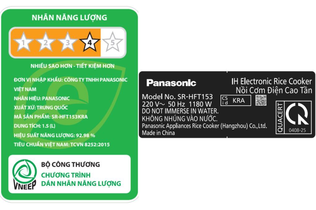 Nồi cơm cao tần Panasonic 1.5 lít SR-HFT153KRA Màu Đen